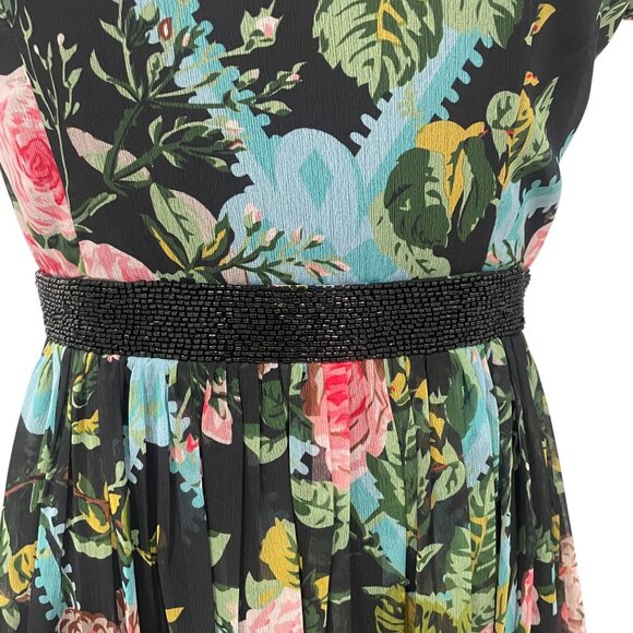 Mac Duggal Floral Midi Dress Size 6 Romantic Coquette Garden Party Soft Girl - Picture 10 of 14